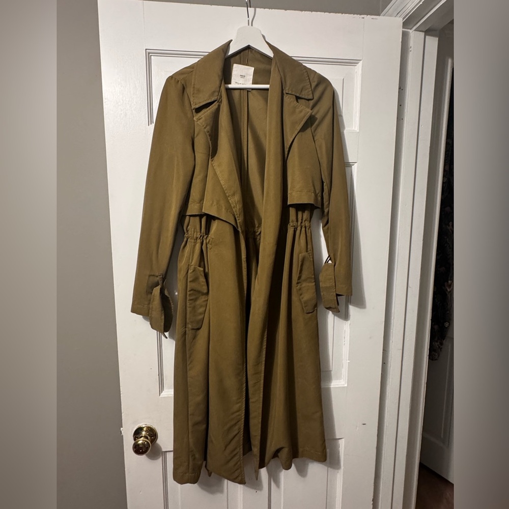 Mango light green khaki trench coat